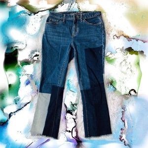 ✨Patch work ankle 👖crop kick, boot cut jeans✨